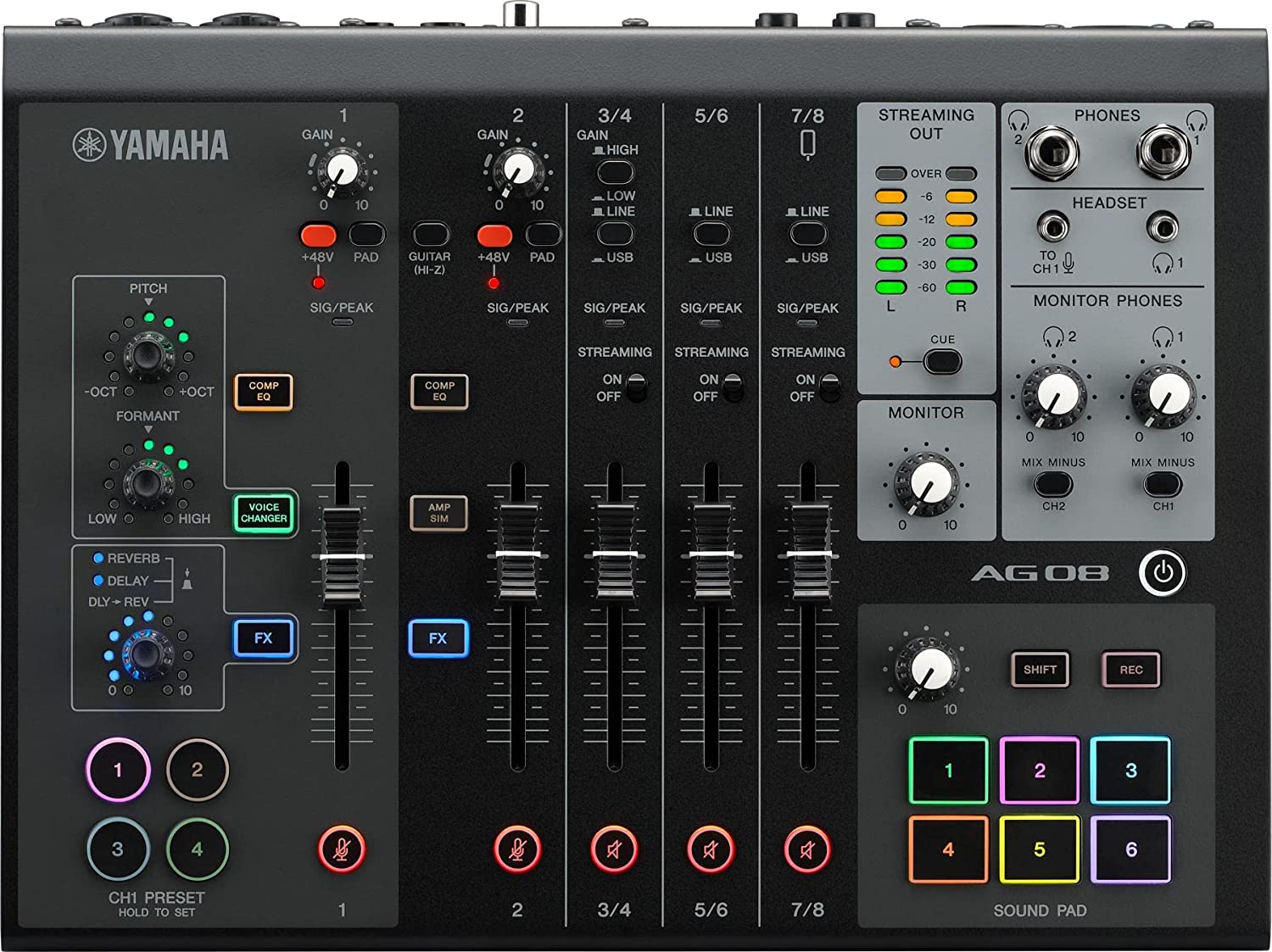 Yamaha AG06 MK2 Black 6-Channel Live Streaming Loopback Mixer/USB