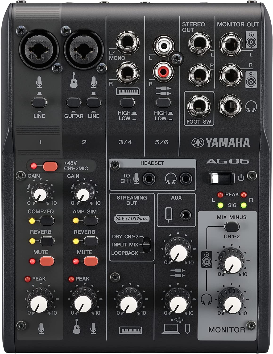 Yamaha AG03MK2 White 6-Channel Live Streaming Loopback Mixer/USB Interface  with Steinberg Software Suite AG03 MK2 White