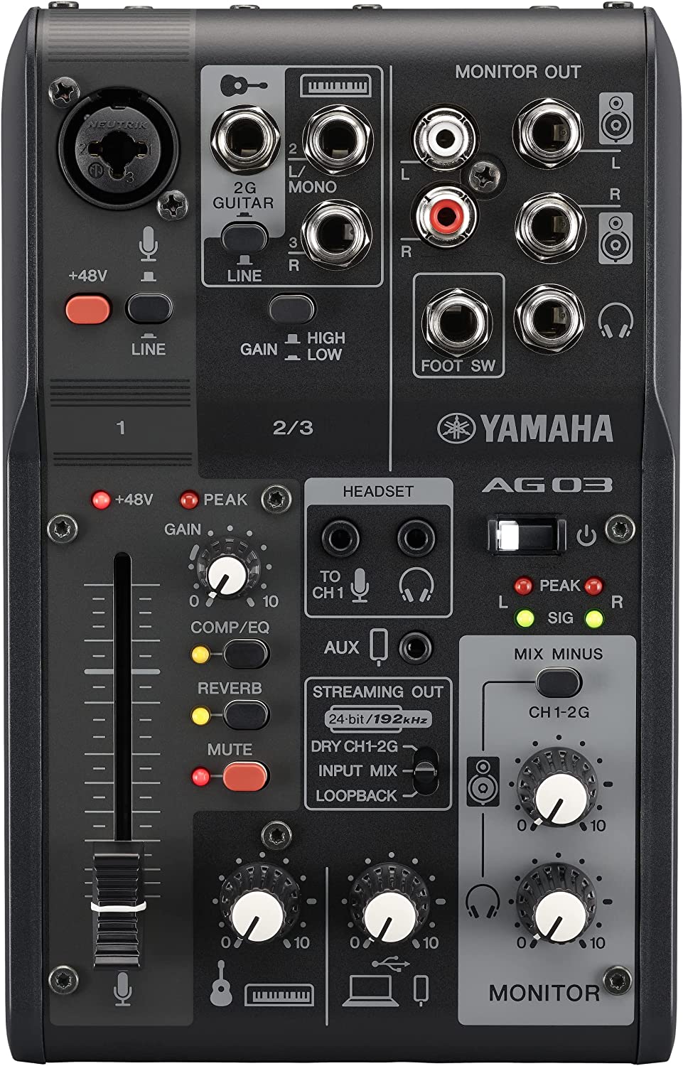 Yamaha AG03MK2 White 6-Channel Live Streaming Loopback Mixer/USB Interface  with Steinberg Software Suite AG03 MK2 White